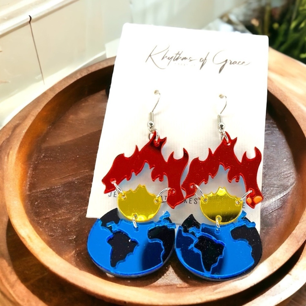 NWT "Save Our Earth" Dangle Earrings - Fun Jewelry for Climate Control!